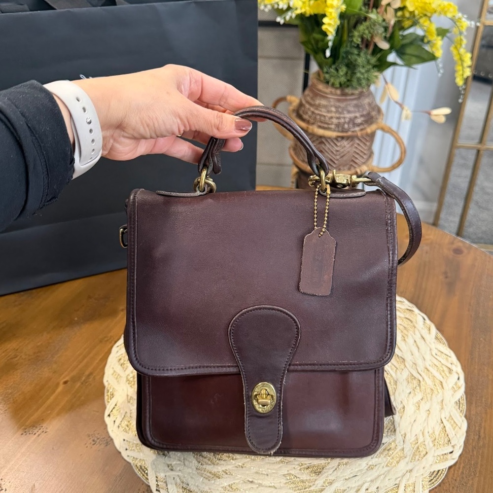 Vintage Coach Station Bag 5130 Mahogany Brown Leather Crossbody Purse - Picture 5 of 13